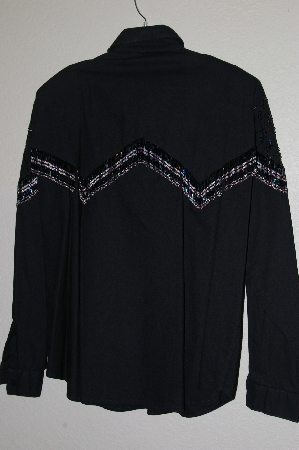 +MBAHB #19-167  "Southwest Canyon Fancy Black Hand beaded One Of A Kind Western Shirt"