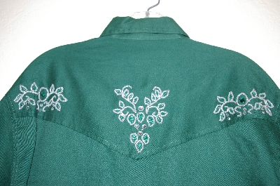 +MBAHB #25-052  "Manisha DK Green Western Cut Fancy Glass Beaded Shirt"