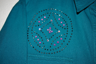 +MBAHB #25-004  "Full Steam DK Green Fancy Bead & Gemstone Embelished Shirt"