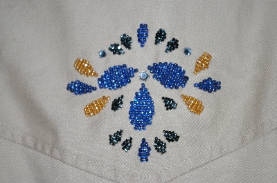 +MBAHB #25-153  "Manisha Tan Fancy Hand Beaded Western Style Shirt"