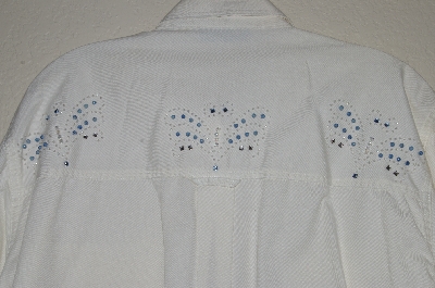 +MBAHB #13-027  "Manisha 1980's White One Of A Kind Hand Beaded Shirt"