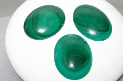 +MBA #88-080  "Set Of 3 Large Oval Malacite Cabachons"