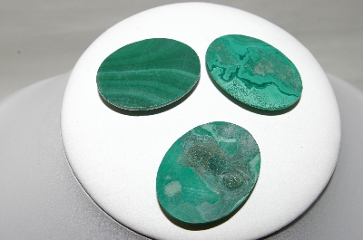 +MBA #88-080  "Set Of 3 Large Oval Malacite Cabachons"