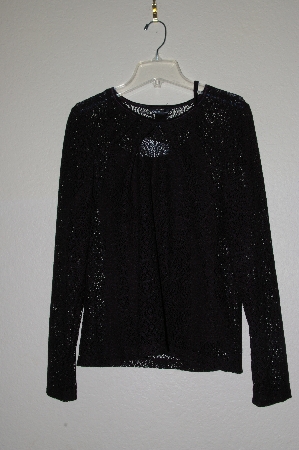 +MBADG #13-156  "One By Maria Cornejo 2 Piece Black Jewel Neck Lace Top & Camisole"