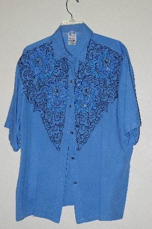 +MBADG #13-177  "1980's Tropical Nights One Of A Kind Hand Beaded Big Shirt"