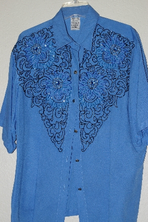+MBADG #13-177  "1980's Tropical Nights One Of A Kind Hand Beaded Big Shirt"