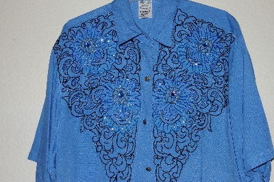 +MBADG #13-177  "1980's Tropical Nights One Of A Kind Hand Beaded Big Shirt"