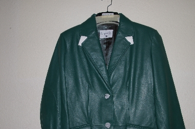 +MBADG #5-019  "Pamela McCoy Metro Green Nappa Leather Blazer"
