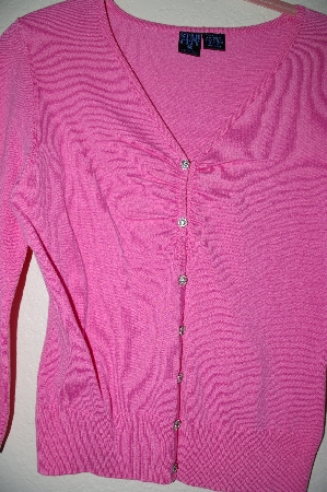 +MBADG #5-256  "Star City Pink Knit Cardigan With Fancy Rhinestone Buttons"
