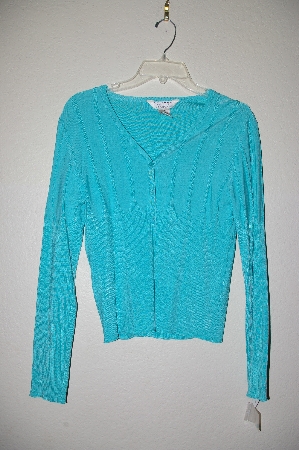 +MBADG #5-318  "John Paul Richard Uniform Petite Fancy Blue Knit Cardigan"