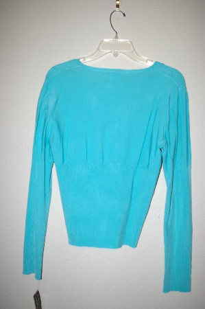 +MBADG #5-318  "John Paul Richard Uniform Petite Fancy Blue Knit Cardigan"