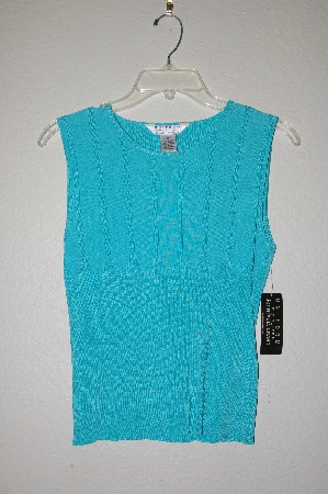 +MBADG #5-315  "John Paul Richard Uniform Petite Turquoise Blue Knit Shell"