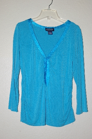 +MBADG #9-048  "Forenza Turquoise Blue Satin Trim Top"