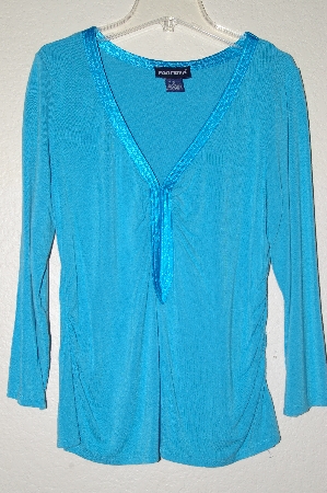 +MBADG #9-048  "Forenza Turquoise Blue Satin Trim Top"