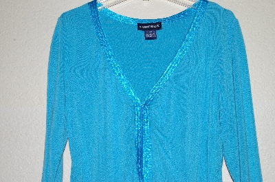 +MBADG #9-048  "Forenza Turquoise Blue Satin Trim Top"