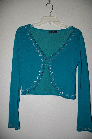 +MBADG #9-090  "Central Parle Fancy Green Hand Beaded Shrug"