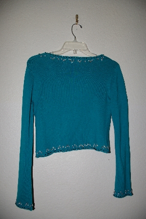 +MBADG #9-090  "Central Parle Fancy Green Hand Beaded Shrug"