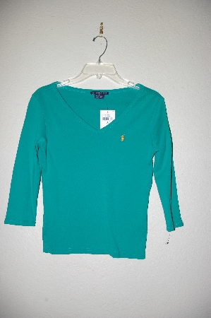 +MBADG #9-174  "Ralph Lauren Sport Green Pull Over Top"