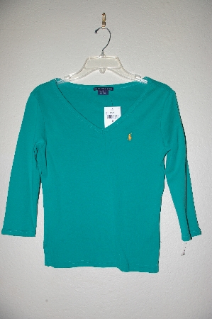 +MBADG #9-174  "Ralph Lauren Sport Green Pull Over Top"