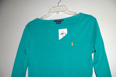 +MBADG #9-174  "Ralph Lauren Sport Green Pull Over Top"