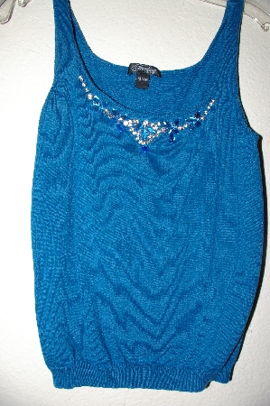 +MBADG #9-177  "Firedini Green Rhinestone Embelished Knit Tank"