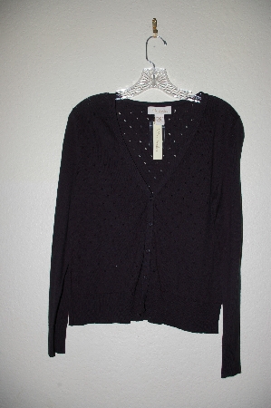 +MBADG #9-308  "Mainbocher Black Knit Button Front Cardigan"