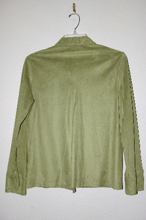 +MBADG #18-338  "Caribbean Joe Lime Green Suede Look Button Front Shirt"