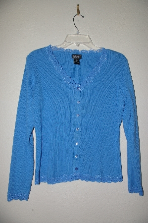 +MBADG #18-341   "Rafella Blue Lace Trim Cardigan"