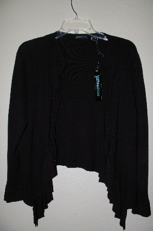 +MBADG #18-347  "Yarns & Stitches Black Fancy Ruffle Front Cardigan"