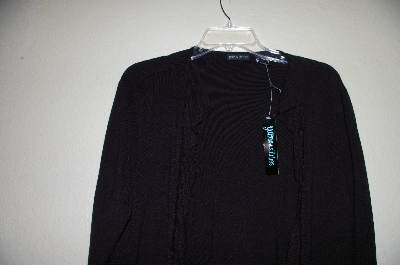 +MBADG #18-347  "Yarns & Stitches Black Fancy Ruffle Front Cardigan"
