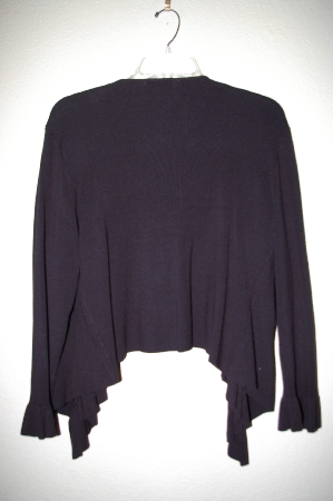 +MBADG #18-347  "Yarns & Stitches Black Fancy Ruffle Front Cardigan"