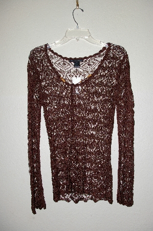 +MBADG #18-003  "Bette.Sung Fancy Brown Crochet Pullover Top"