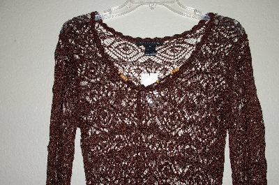 +MBADG #18-003  "Bette.Sung Fancy Brown Crochet Pullover Top"