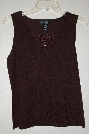 +MBADG #18-103  "Pointelle Fancy Brown Knit Tank"