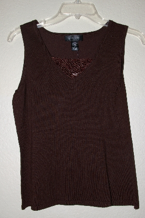 +MBADG #18-103  "Pointelle Fancy Brown Knit Tank"