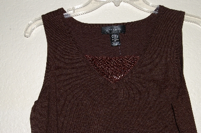 +MBADG #18-103  "Pointelle Fancy Brown Knit Tank"