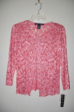 +MBADG #18-131  "Scott Taylor  Fancy Peach Floral Lace Cardigan"