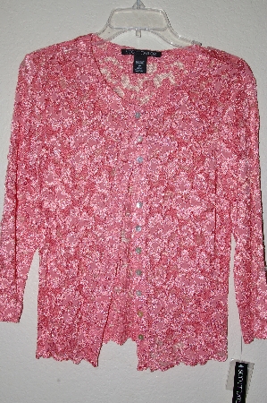 +MBADG #18-131  "Scott Taylor  Fancy Peach Floral Lace Cardigan"