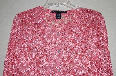 +MBADG #18-131  "Scott Taylor  Fancy Peach Floral Lace Cardigan"