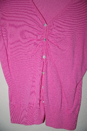 +MBADG #18-313  "Star City Fancy Rhinestone Button Pink Cardigan"