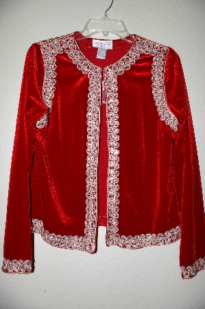 +MBADG #18-280  "Victor Costa Red Velvet Embelished Dinner Jacket"