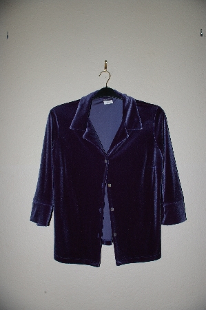 +MBADG #52-404  "Boston Proper Fancy Blue Velvet Button Front Top"