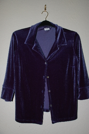 +MBADG #52-404  "Boston Proper Fancy Blue Velvet Button Front Top"