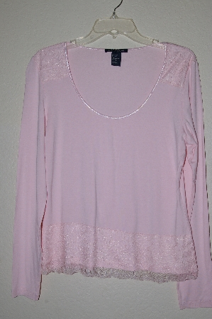 +MBADG #52-385  "Boston Proper Fancy Pink Lace Trimed Shirt"