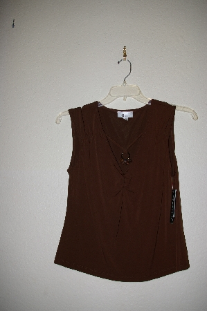 +MBADG #52-371  "AB Studio Fancy Front Brown Stretch Sleveless Top"