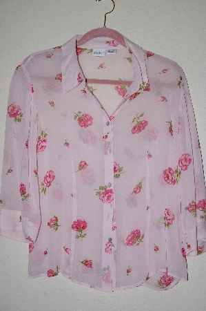 +MBADG #52-315  "Together Sheer Pink Floral Button Front Shirt"