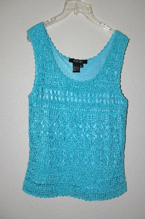 +MBADG #52-252  "Peck & Peck Tq Blue Crochet Fully Lined Tank"