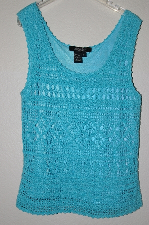 +MBADG #52-252  "Peck & Peck Tq Blue Crochet Fully Lined Tank"
