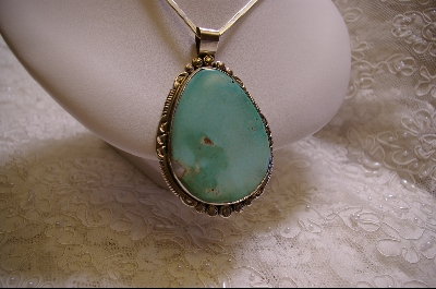 +MBA #EBP   "Artist Signed "E.Belone" Blue Turquoise Pendant