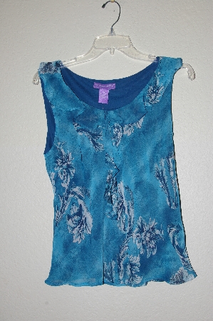+MBADG #52-228  "Newsworthy Blue Antique Floral Print Tank"